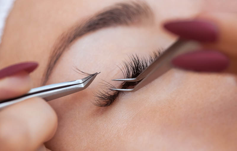 eyelash extension removal procedure close up